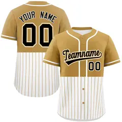 Old Gold White Half Stripe Authentic Baseball Jersey