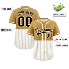 Old Gold White Half Stripe Authentic Baseball Jersey 2
