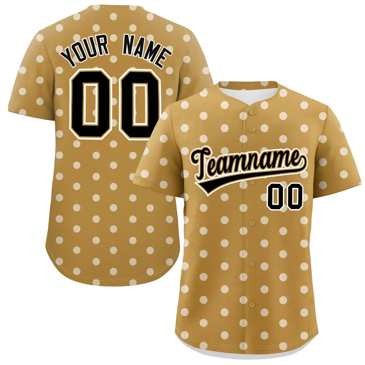Old Gold White Polka Dot Graffiti Authentic Baseball Jersey