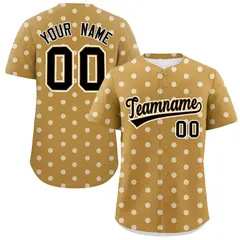 Old Gold White Polka Dot Graffiti Authentic Baseball Jersey