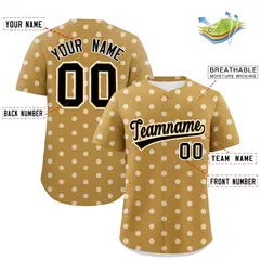 Old Gold White Polka Dot Graffiti Authentic Baseball Jersey 2