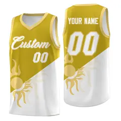 Old Gold White Radiant Sun Two Tone Basketball Jersey 1