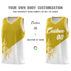 Old Gold White Radiant Sun Two Tone Basketball Jersey 4