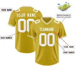 Old Gold White Square Neckline Football Jersey 2
