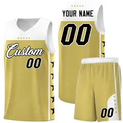 Old Gold White Star Pattern Team Basketball Jersey 1