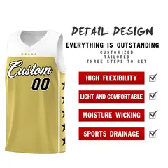 Old Gold White Star Pattern Team Basketball Jersey 3