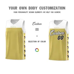 Old Gold White Star Pattern Team Basketball Jersey 4