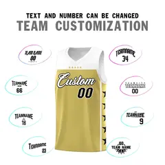 Old Gold White Star Pattern Team Basketball Jersey 5