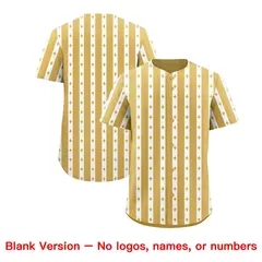 Old Gold White Thick Stripes Star Pattern Baseball Jersey 7