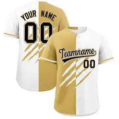 Old Gold White Tiger Claw Scratch Split Baseball Jersey