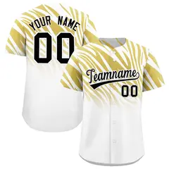 Old Gold White Tiger Stripe Gradient Baseball Jersey