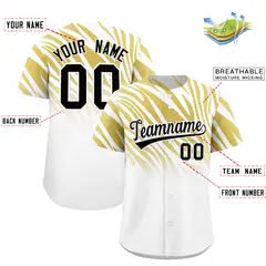 Old Gold White Tiger Stripe Gradient Baseball Jersey 2