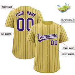 Old Gold White Tricolor Stripe Baseball Jersey 2