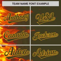 Olive 3D Flame Design Authentic Baseball Jersey 3