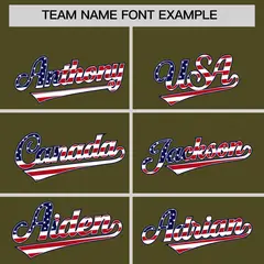 Olive American Flag Design Baseball Jersey 3