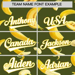 Olive Banana Graffiti Pattern Fashion Baseball Jersey 4