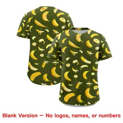 Olive Banana Graffiti Pattern Fashion Baseball Jersey 7