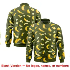 Olive Banana Pattern Varsity Letterman Bomber Jacket 8