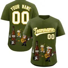 Olive Beer Day Parties Baseball Jersey 1