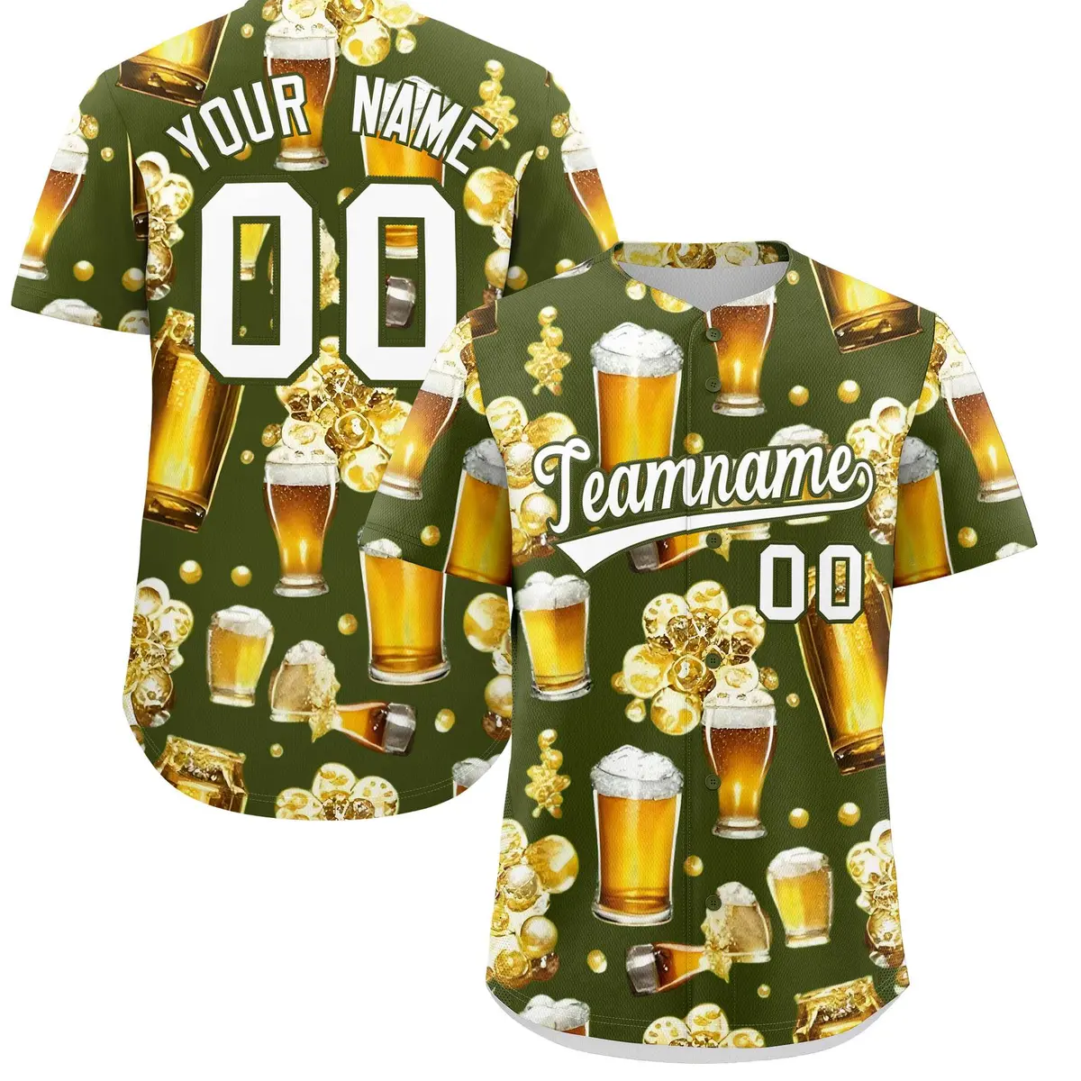 Olive Beer Day Parties Baseball Jersey