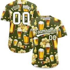 Olive Beer Day Parties Baseball Jersey 1