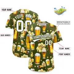 Olive Beer Day Parties Baseball Jersey 2