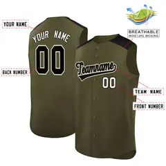 Olive Black Classic Sleeveless Baseball Jersey 2
