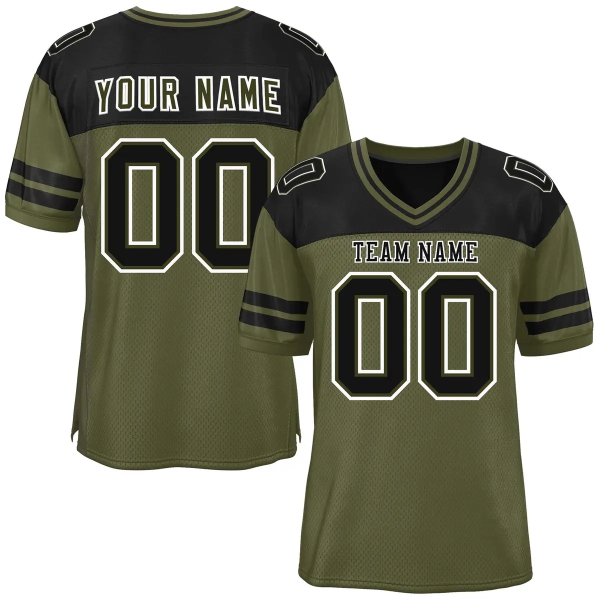 Olive Black Color Block Authentic Football Jersey