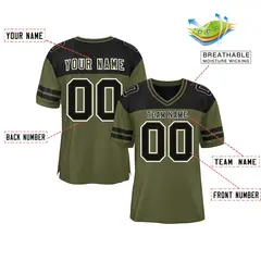 Olive Black Color Block Authentic Football Jersey 2