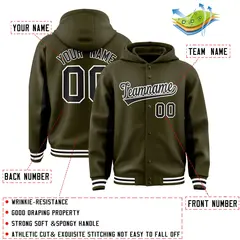 Olive Black Color Block Varsity Letterman Jacket Hoodie 4