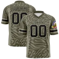 Olive Black-Cream Zebra Stripes Football Jersey 1