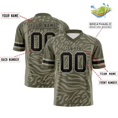 Olive Black-Cream Zebra Stripes Football Jersey 2