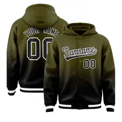 Olive Black Gradient Varsity Letterman Jacket Hoodie