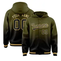 Olive Black Gradient Varsity Letterman Jacket Hoodie 1