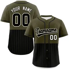 Olive Black Half Stripe Authentic Baseball Jersey 1