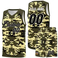 Olive Black-Khaki Camo Basketball Jersey