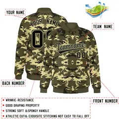 Olive Black-Khaki Camo Varsity Full-Snap Letterman Jacket 2