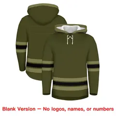 Olive Black Lace-Up Neck Hockey Hoodie 7