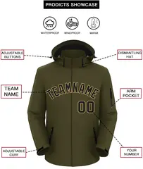 Olive Black-Old Gold Classic Style Waterproof Jacket 2