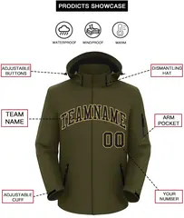 Olive Black-Old Gold Classic Style Waterproof Jacket 2