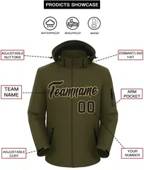 Olive Black-Old Gold Classic Style Waterproof Jacket 2