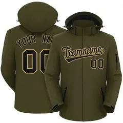 Olive Black-Old Gold Classic Style Waterproof Jacket 1