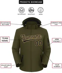 Olive Black-Old Gold Classic Style Waterproof Jacket 2