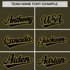 Olive Black Old Gold Star Series Lace-Up Neck Hockey Jersey 3