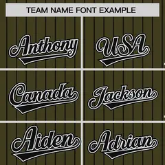 Olive Black Pinstripe Raglan Varsity Letterman Baseball Jacket 3