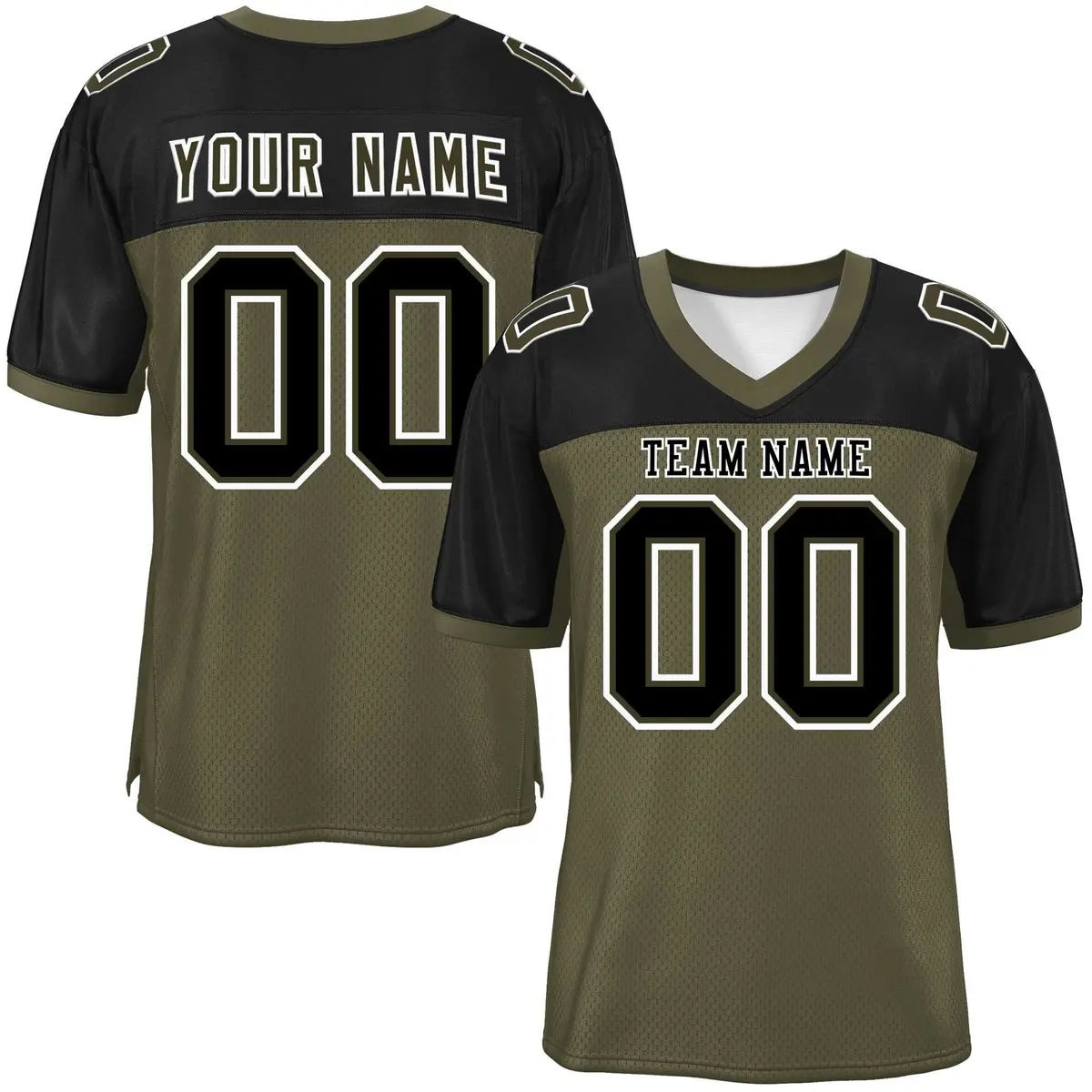 Olive-Black Raglan Sleeves Authentic Football Jersey