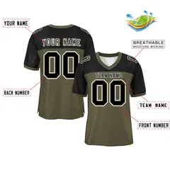 Olive-Black Raglan Sleeves Authentic Football Jersey 2