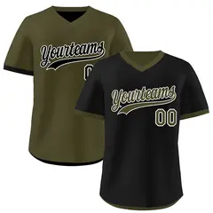 Olive Black Reversible Pullover Baseball Jersey 1