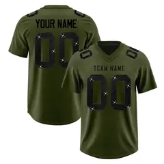 Olive Black Sequin Lettering Football Jersey 1