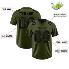 Olive Black Sequin Lettering Football Jersey 2